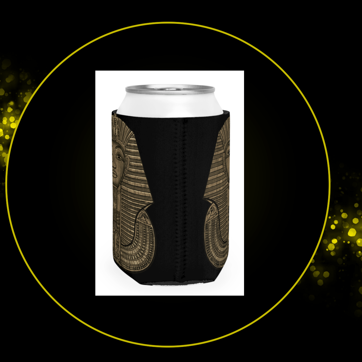 Egyptian Pharaoh Can Cooler Sleeve | Ancient Egypt | Tutankhamun | Beverage Insulator | Koozie for Parties | Unique Gift for Ancient Egypt Fanatics