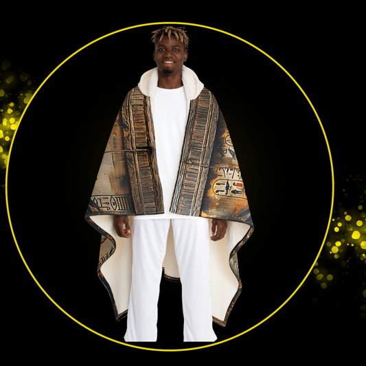 Anubis Hooded Sherpa Fleece Blanket | Ancient Kemet | Throw for Home | Warm Wearable Blanket | Gift for Friends & Family