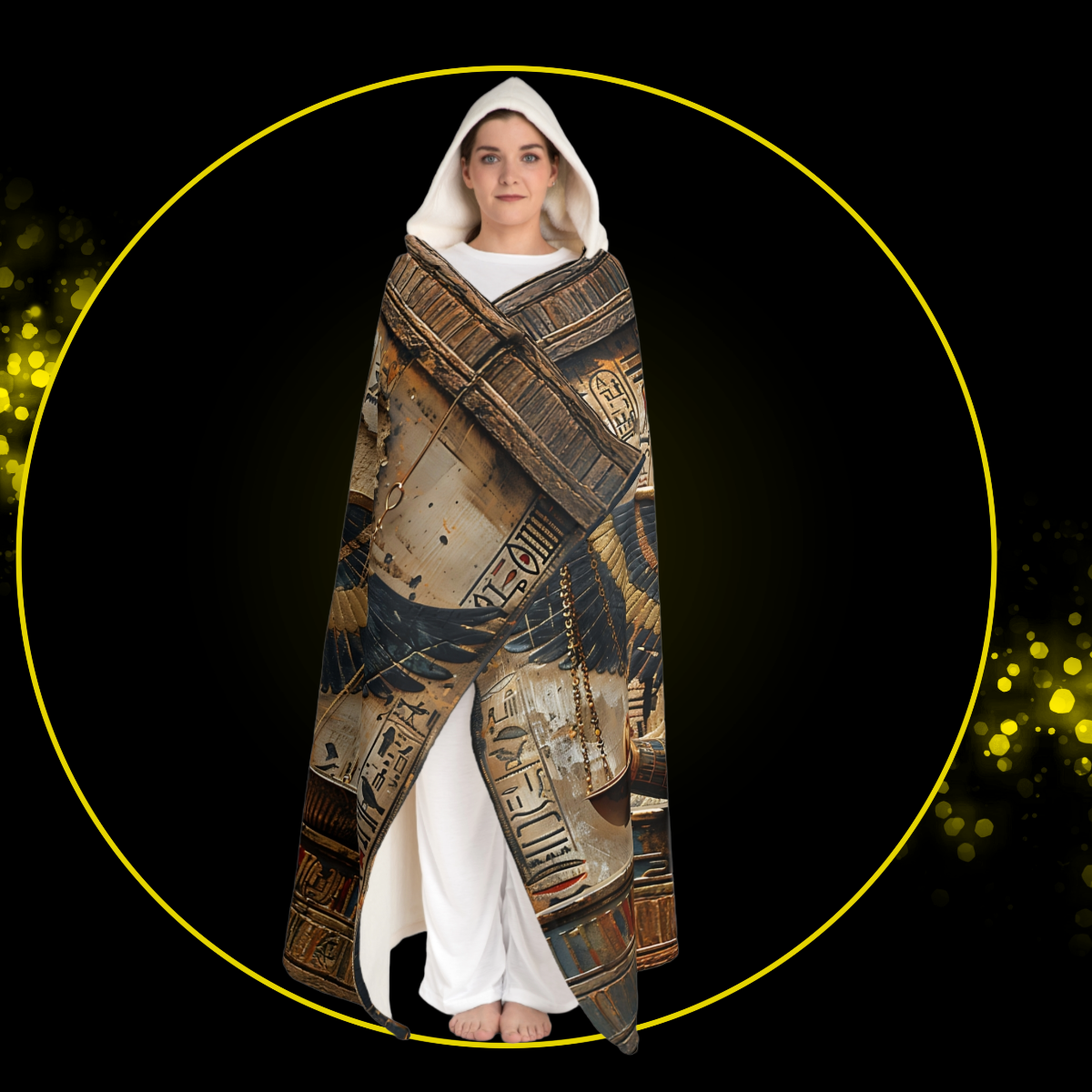 Anubis Hooded Sherpa Fleece Blanket | Ancient Kemet | Throw for Home | Warm Wearable Blanket | Gift for Friends & Family