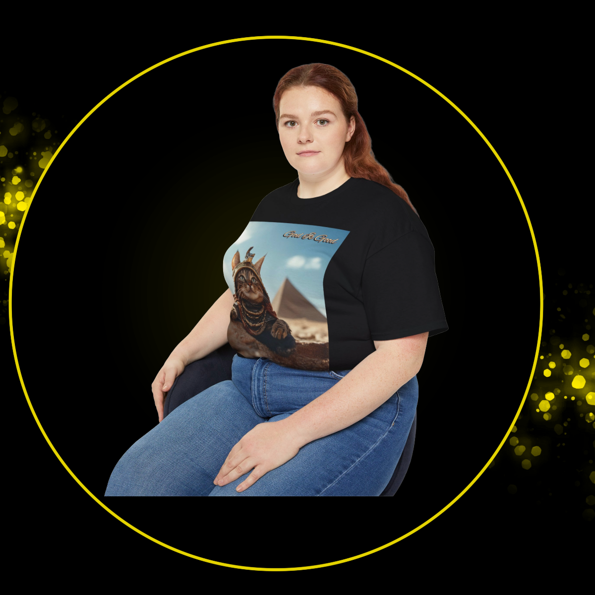 Unisex Cat Adventure Tee | Ancient Kemet | Pyramids of Giza | Bastet | Gift for Cat Lovers | Cool Streetwear | Unique Graphic Unisex Crew Tshirt | Perfect for Casual Wear | Apparel | God Is Good