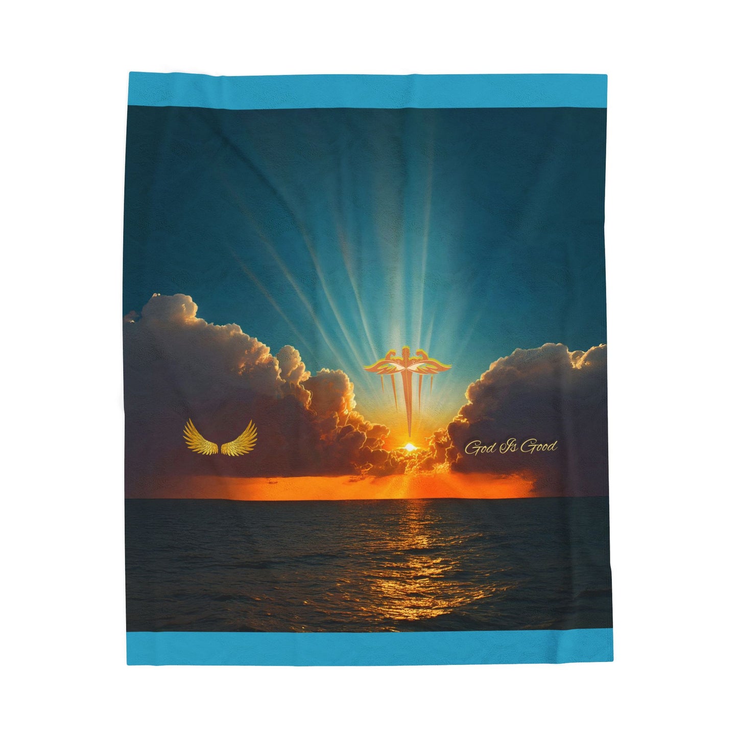 Sunset Serenity Velveteen Plush Blanket | God Is Good | ChosenAngel | Cozy Gift for Home | Perfect for Relaxation | Inspirational Decor |