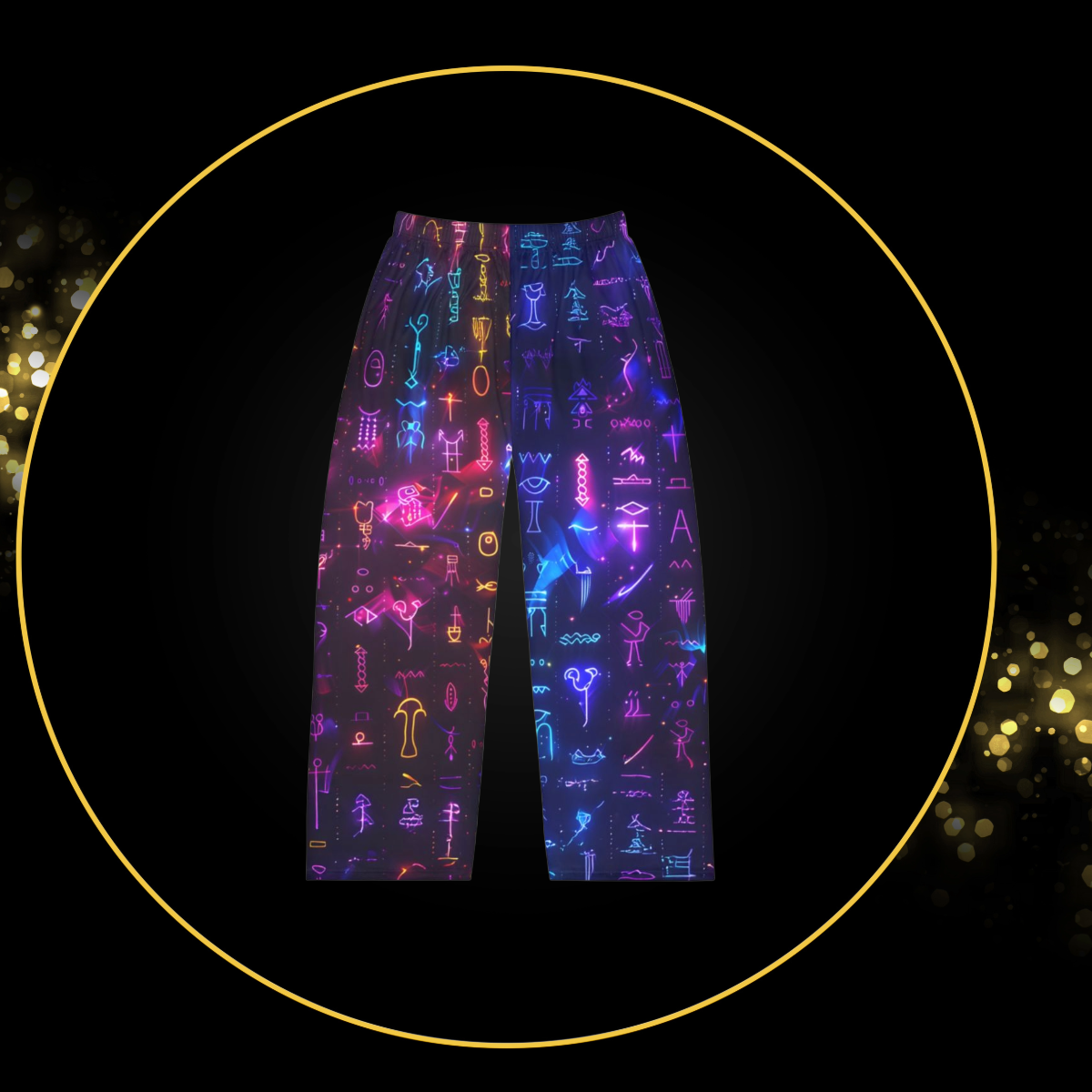 Cosmic Egyptian Men's Pajama Pants | Ancient Egypt | Hieroglyphics | Vibrant Sleepwear | Unique Loungewear