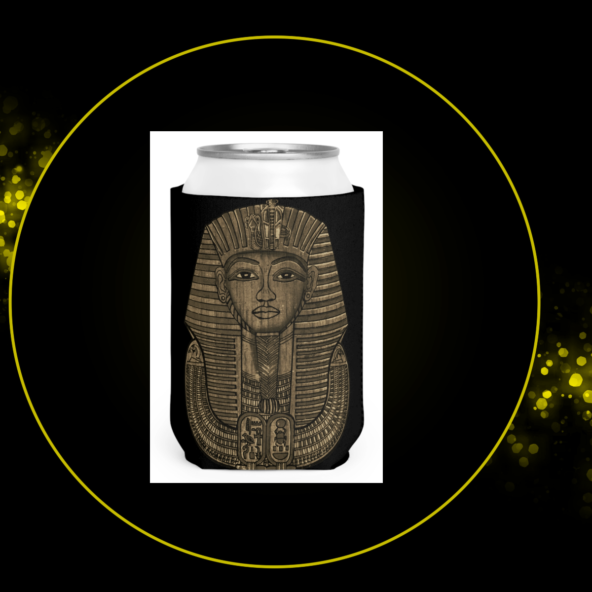 Egyptian Pharaoh Can Cooler Sleeve | Ancient Egypt | Tutankhamun | Beverage Insulator | Koozie for Parties | Unique Gift for Ancient Egypt Fanatics