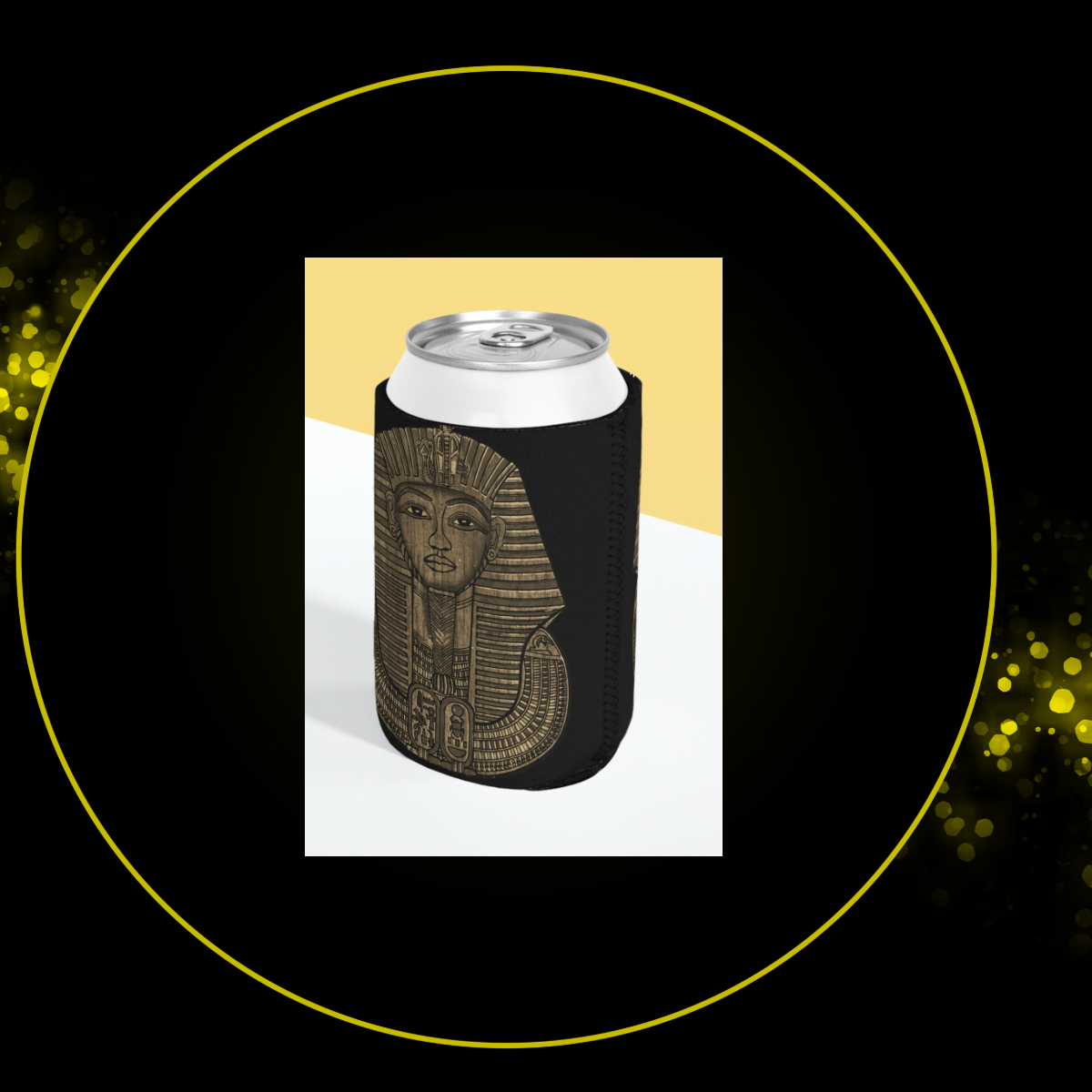 Egyptian Pharaoh Can Cooler Sleeve | Ancient Egypt | Tutankhamun | Beverage Insulator | Koozie for Parties | Unique Gift for Ancient Egypt Fanatics