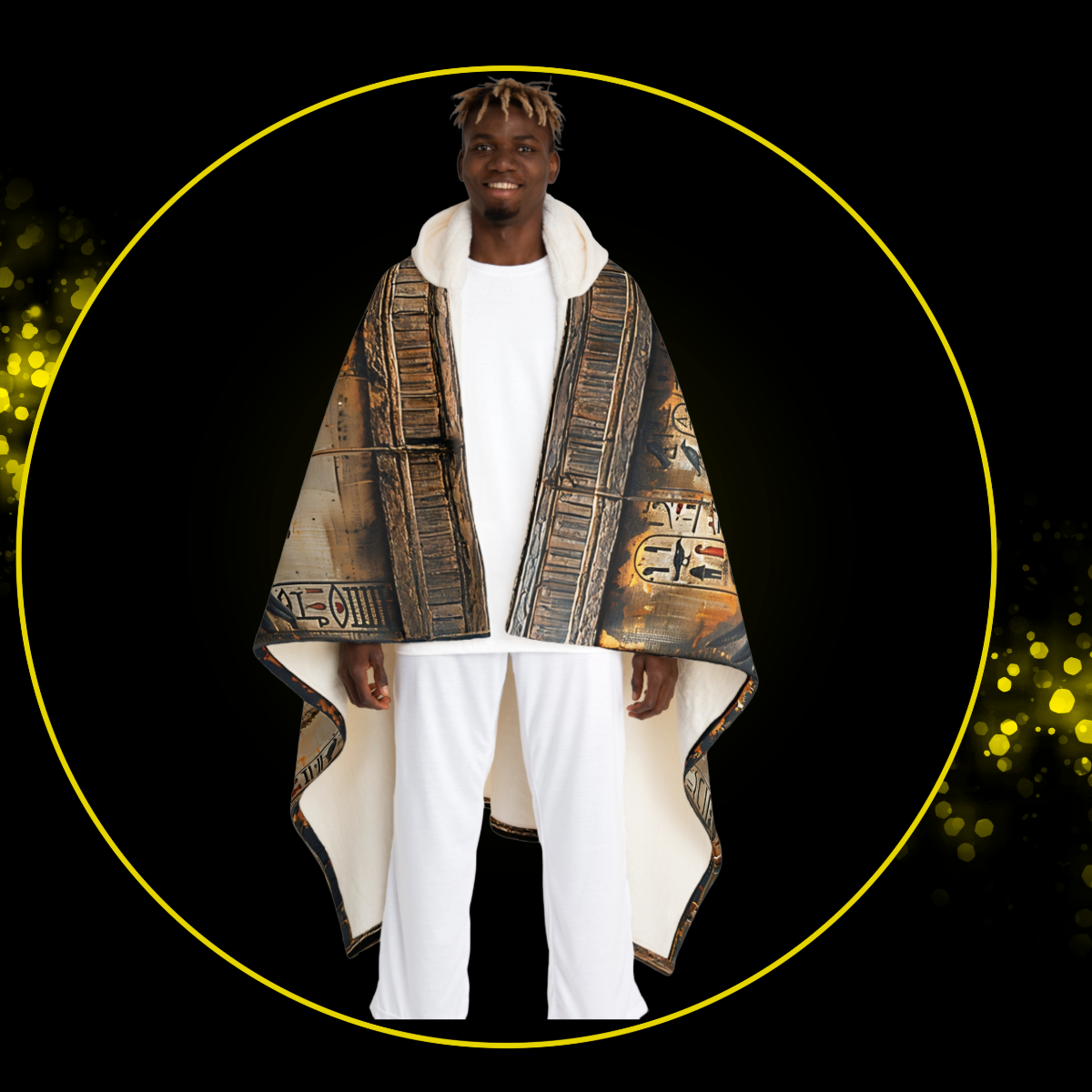 Anubis Hooded Sherpa Fleece Blanket | Ancient Kemet | Throw for Home | Warm Wearable Blanket | Gift for Friends & Family