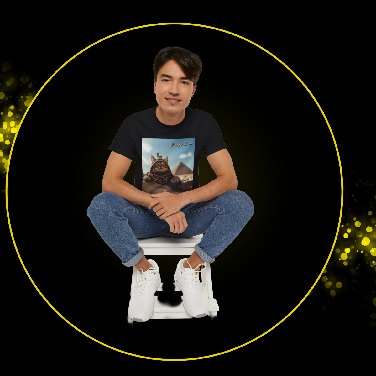 Unisex Cat Adventure Tee | Ancient Kemet | Pyramids of Giza | Bastet | Gift for Cat Lovers | Cool Streetwear | Unique Graphic Unisex Crew Tshirt | Perfect for Casual Wear | Apparel | God Is Good